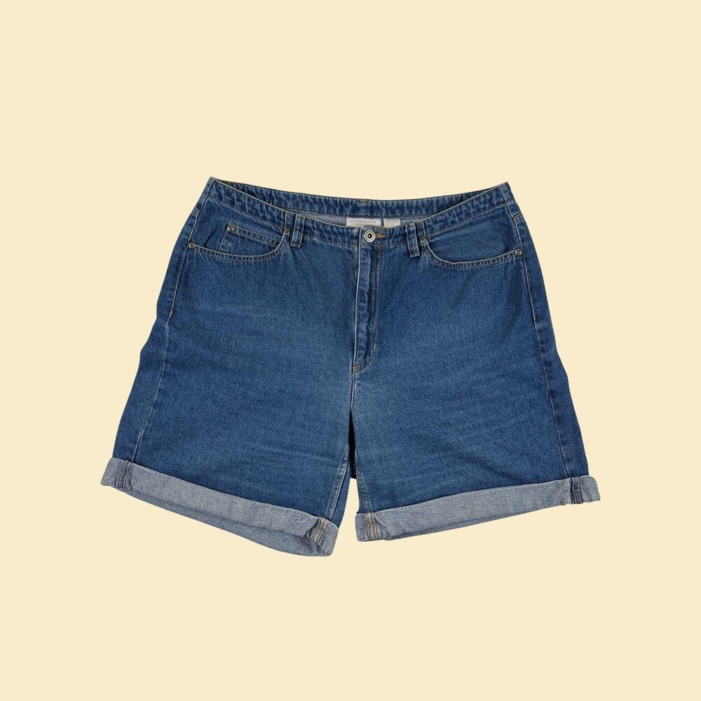 Y2K size 14 denim shorts by Liz Claiborne, vintage 2000s cuff-leg womens shorts